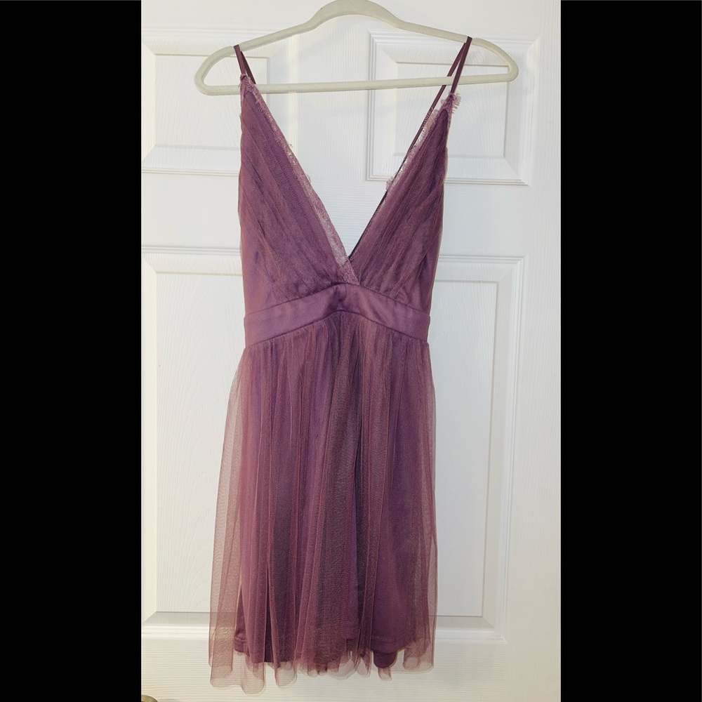 WINDSOR large purple lace mini dress open back
